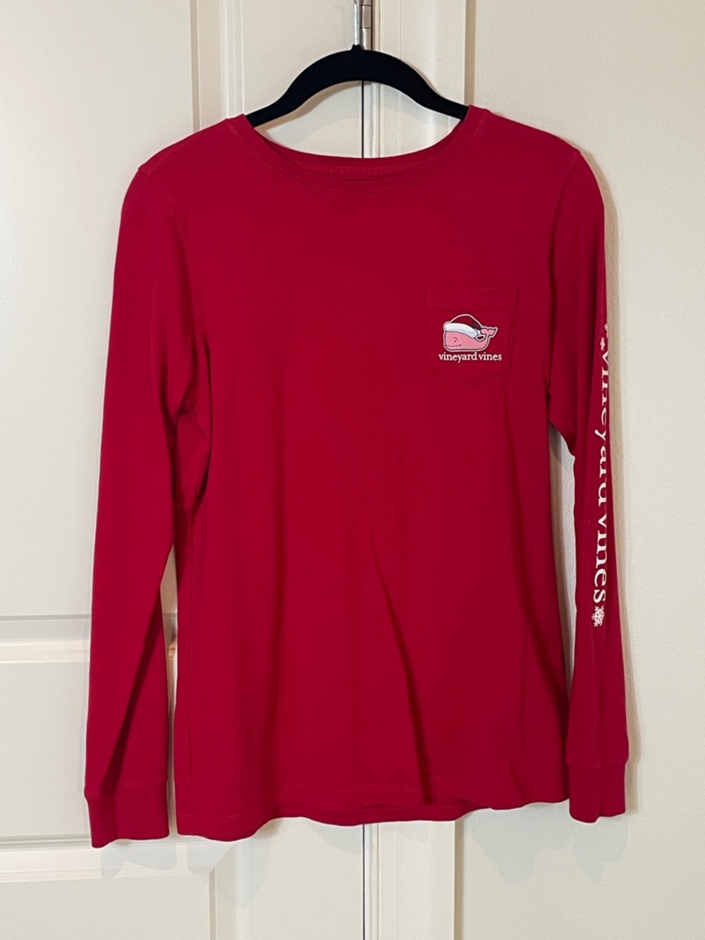 Vineyard Vines Cherry Red Long Sleeve Pocket Tee